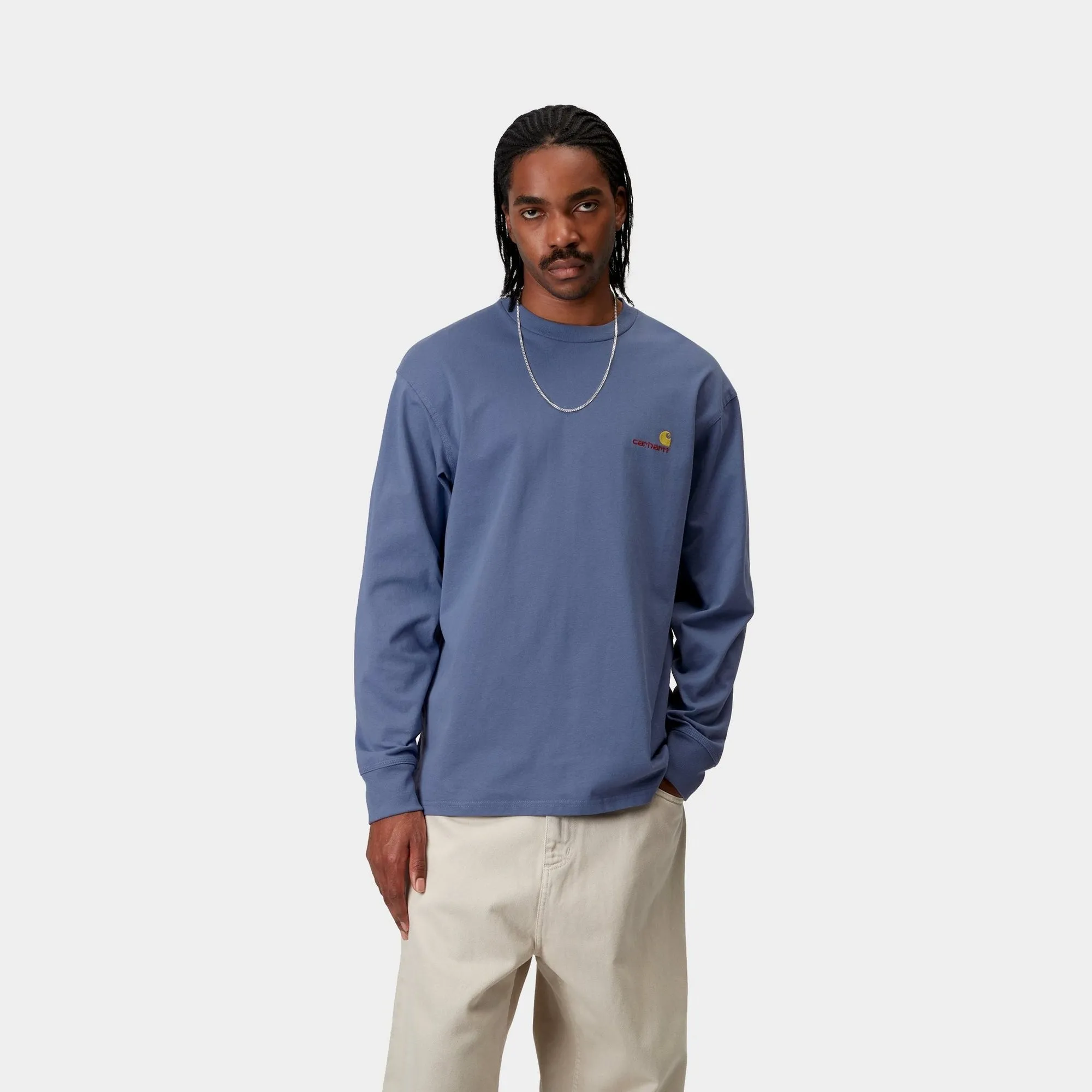 American Script Long Sleeve T-Shirt | Blue Iris Carhartt WIP