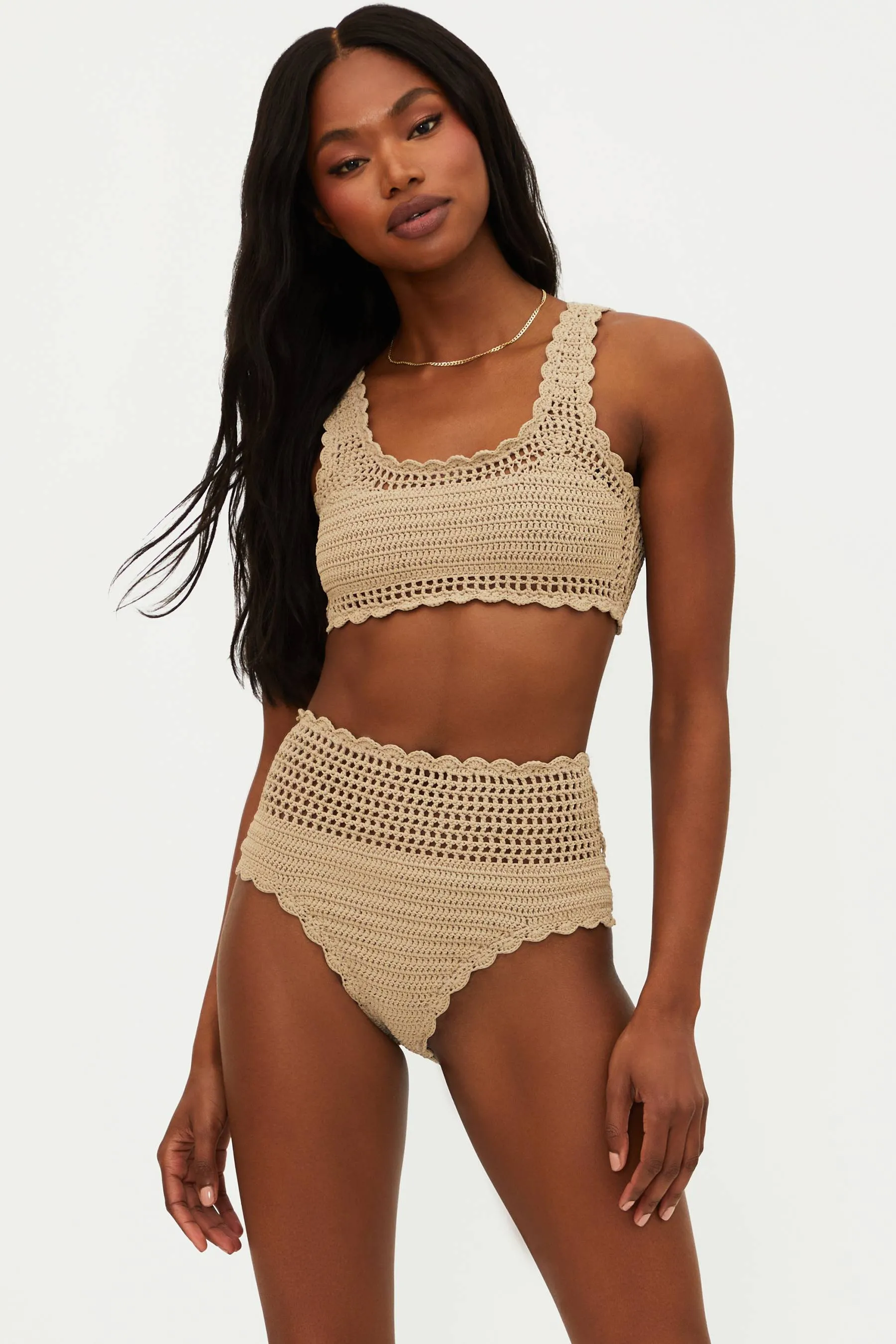 Andy Top Tan Crochet Beach Riot