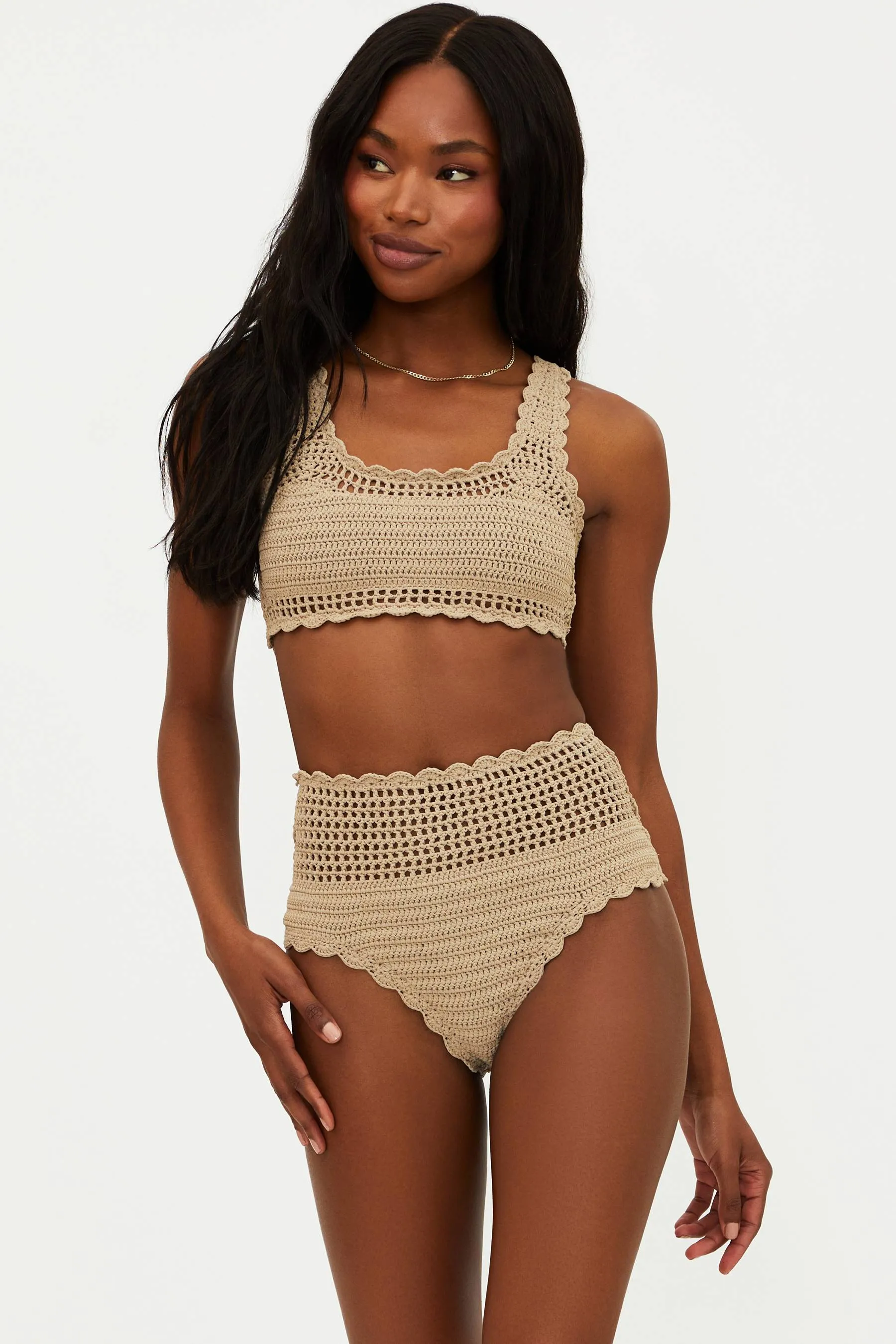 Andy Top Tan Crochet Beach Riot