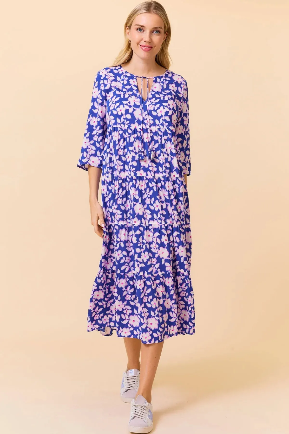 Aspiga Womens Emma Midi dress - Cobalt/Pink