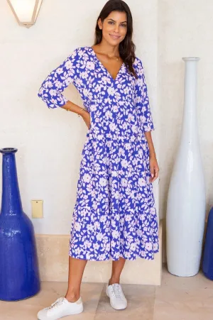 Aspiga Womens Emma Midi dress - Cobalt/Pink