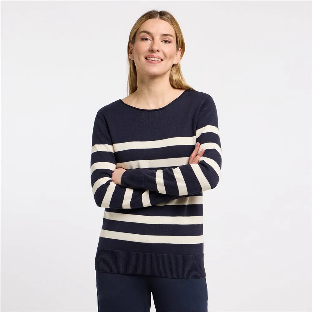 Barbara Lebek Womens Striped Pullover - Navy/white