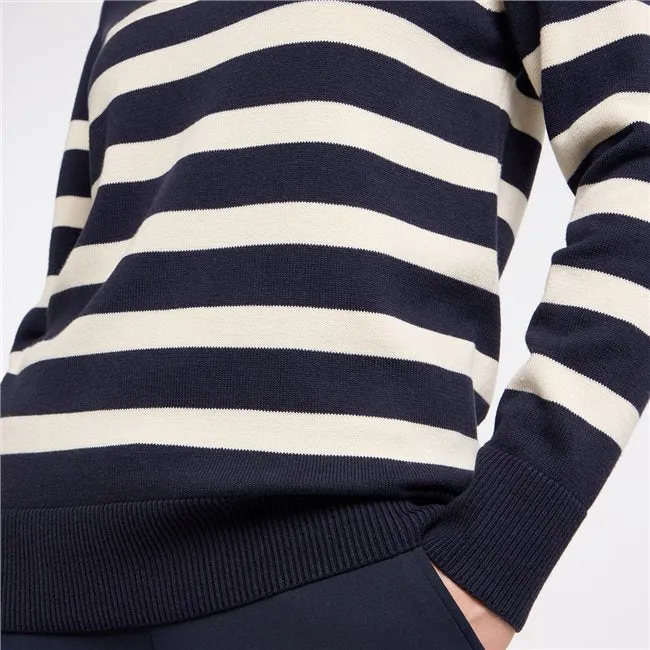Barbara Lebek Womens Striped Pullover - Navy/white