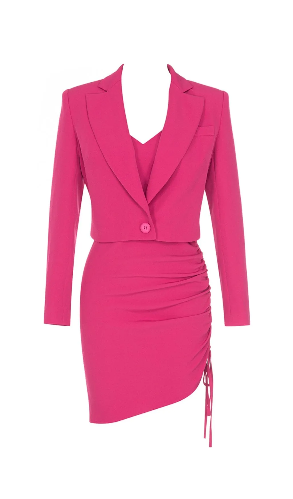 BARBIE PINK DRAWSTRING SLING SHORT SKIRT SUIT Gloria Lanvin