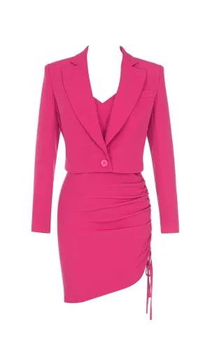 BARBIE PINK DRAWSTRING SLING SHORT SKIRT SUIT Gloria Lanvin