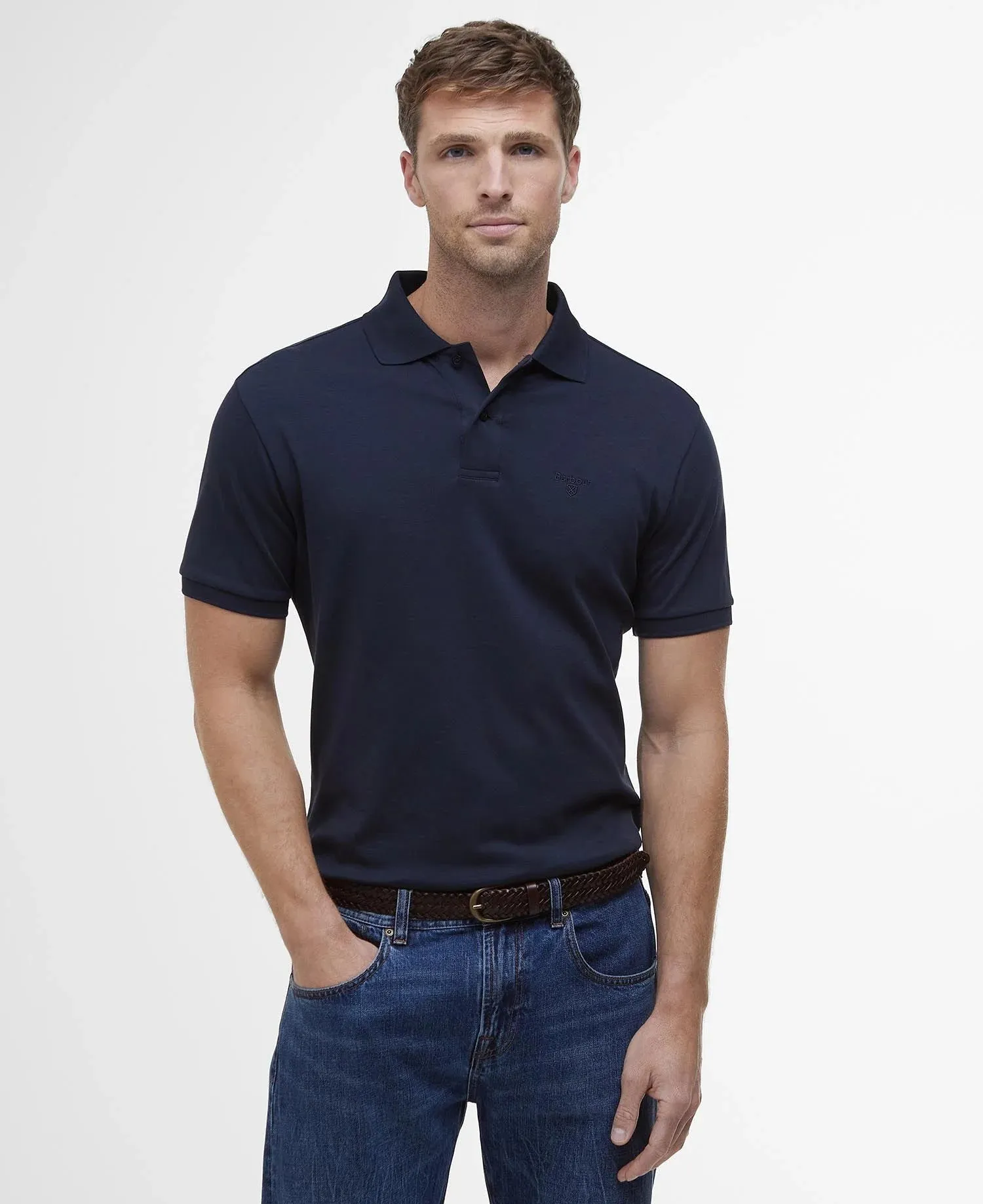 Barbour Mens Drayton Linen polo shirt - Blue, Mist or Navy