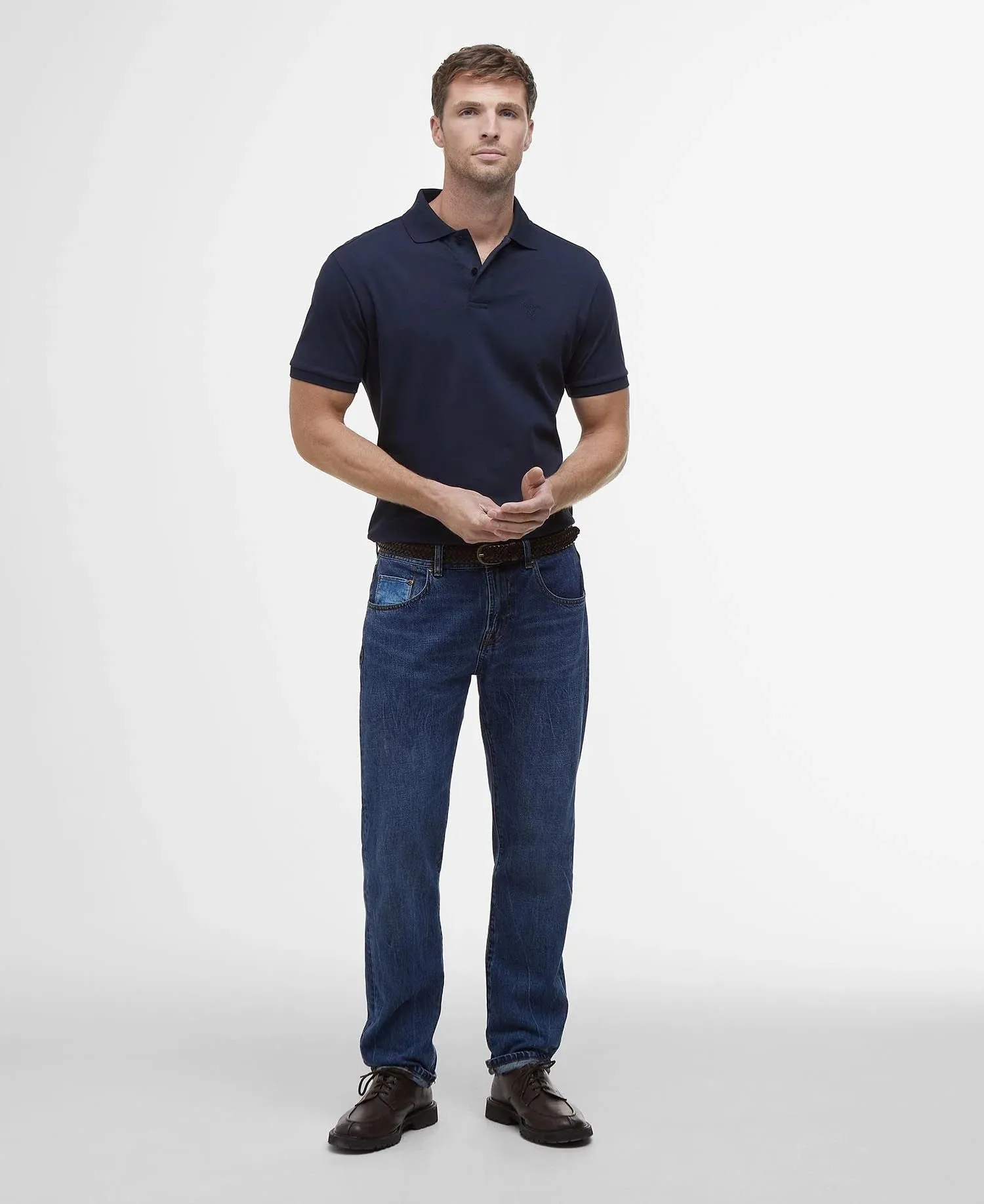 Barbour Mens Drayton Linen polo shirt - Blue, Mist or Navy