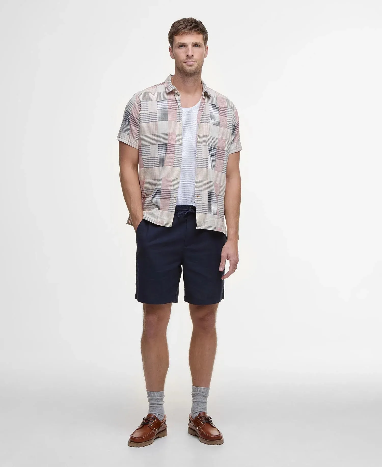Barbour Mens Drayton Linen polo shirt - Blue, Mist or Navy