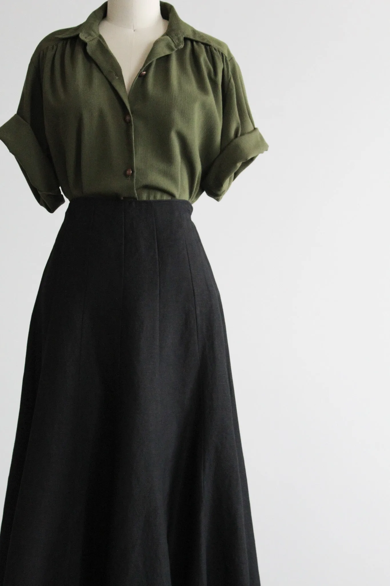 black linen midi skirt