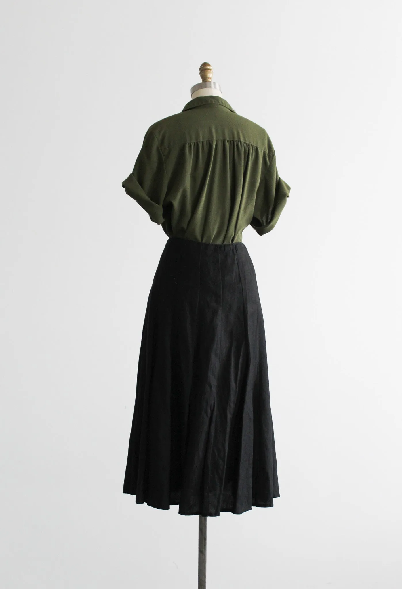 black linen midi skirt