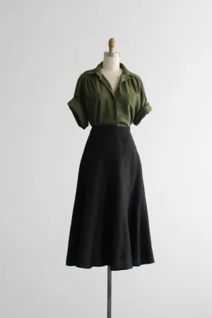 black linen midi skirt