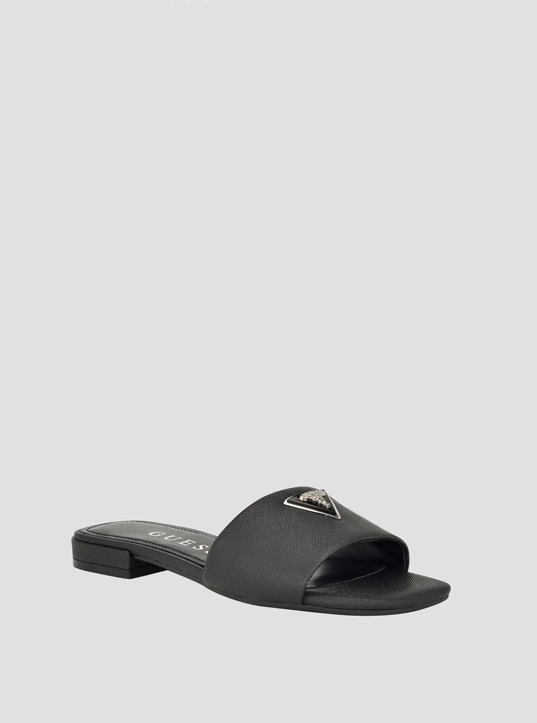Black Tamed Slide Sandals Guess