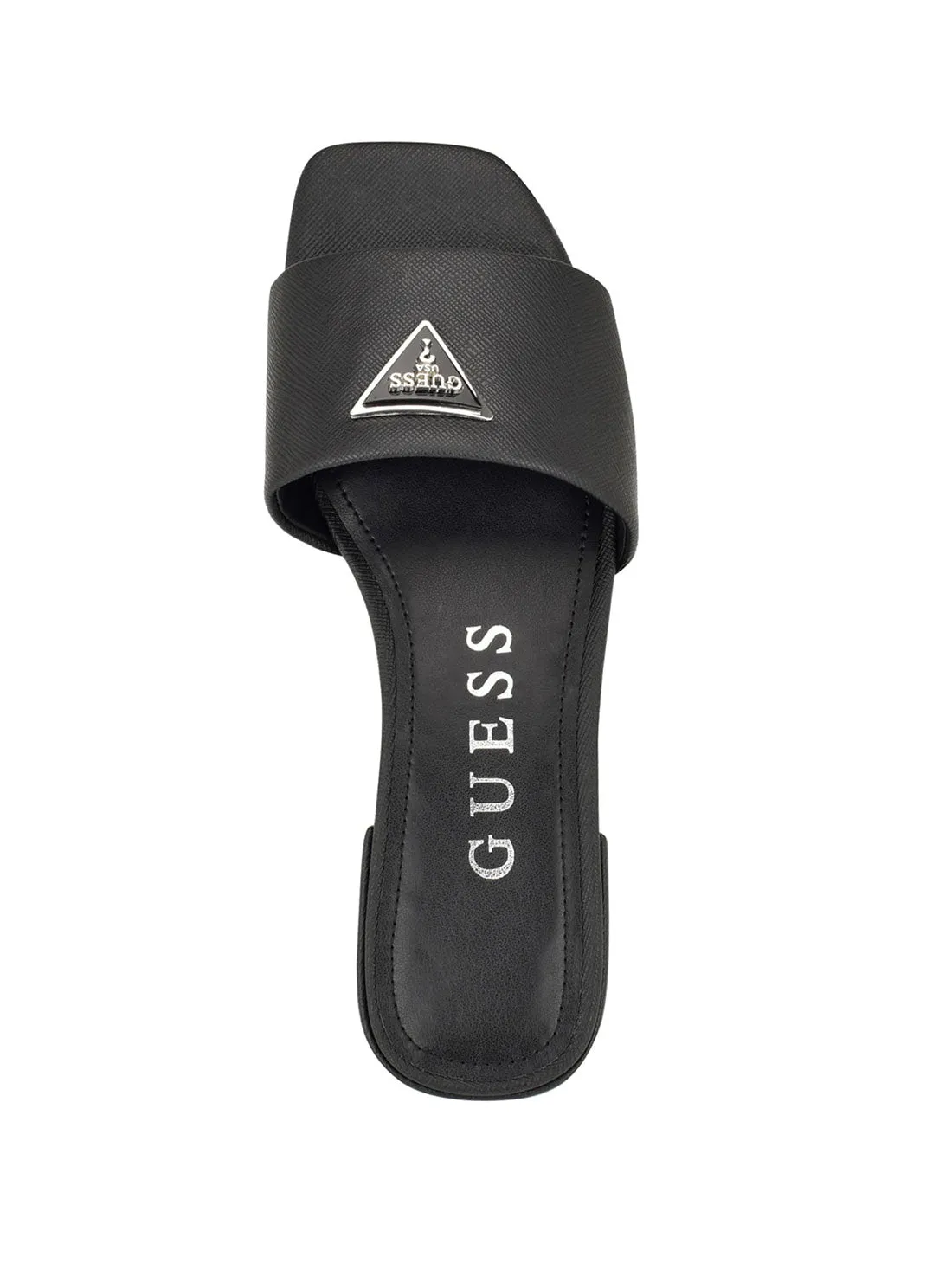 Black Tamed Slide Sandals Guess