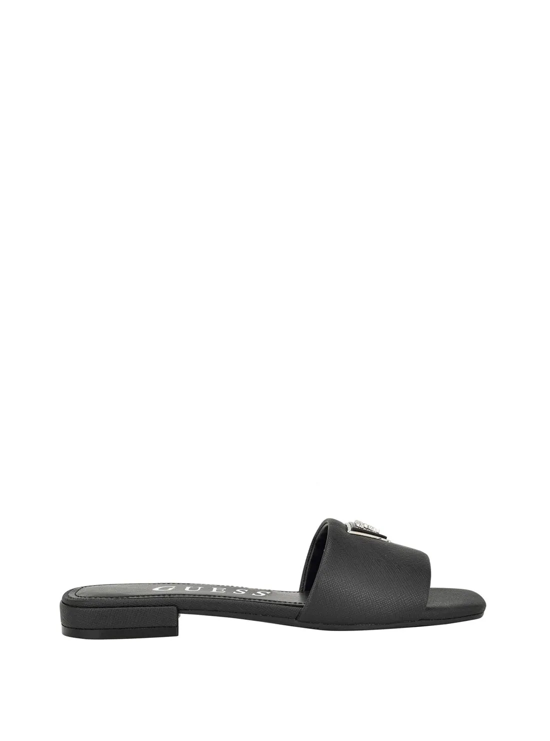 Black Tamed Slide Sandals Guess