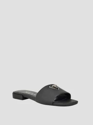 Black Tamed Slide Sandals Guess