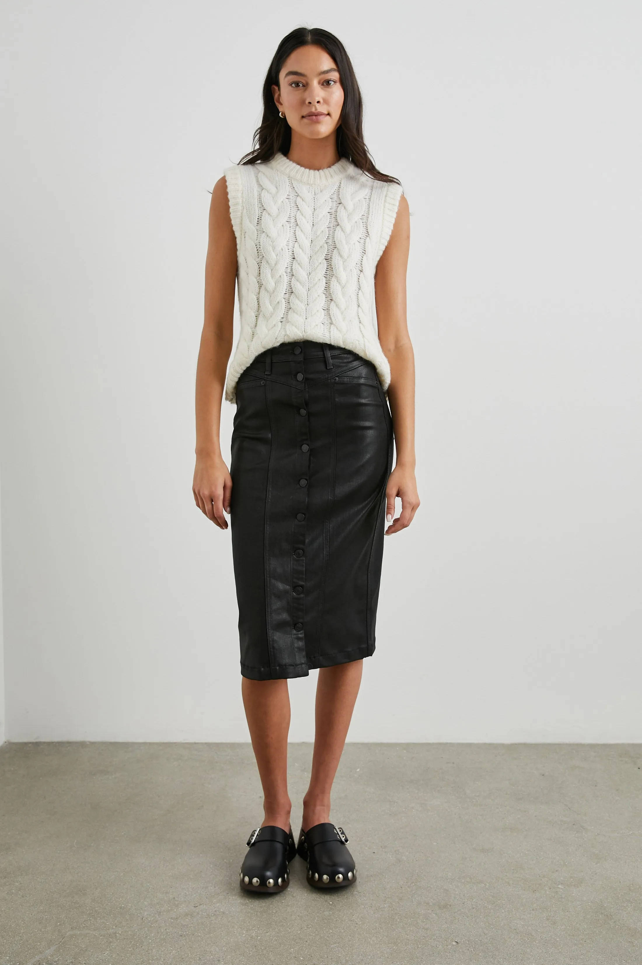 BROADWAY SKIRT - COATED NOIR Rails