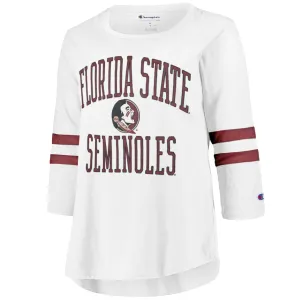 Champion Women's Florida State Seminoles/Seminole Logo Oversized 3/4 Sleeve T-shirt - White