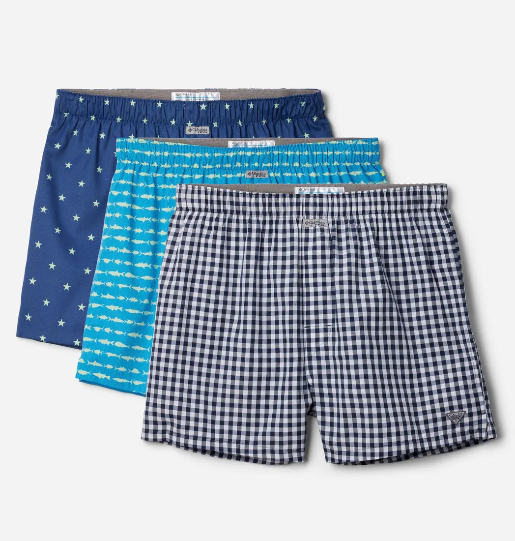 Columbia Men Multicolor PFG Printed Woven Boxer Pack of 3