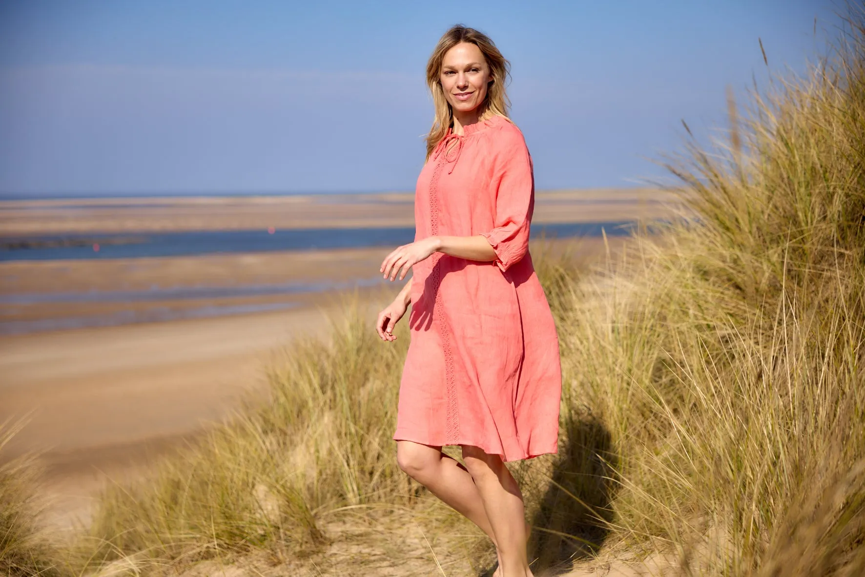 Cream Womens Bellis Lace Dress - Rose