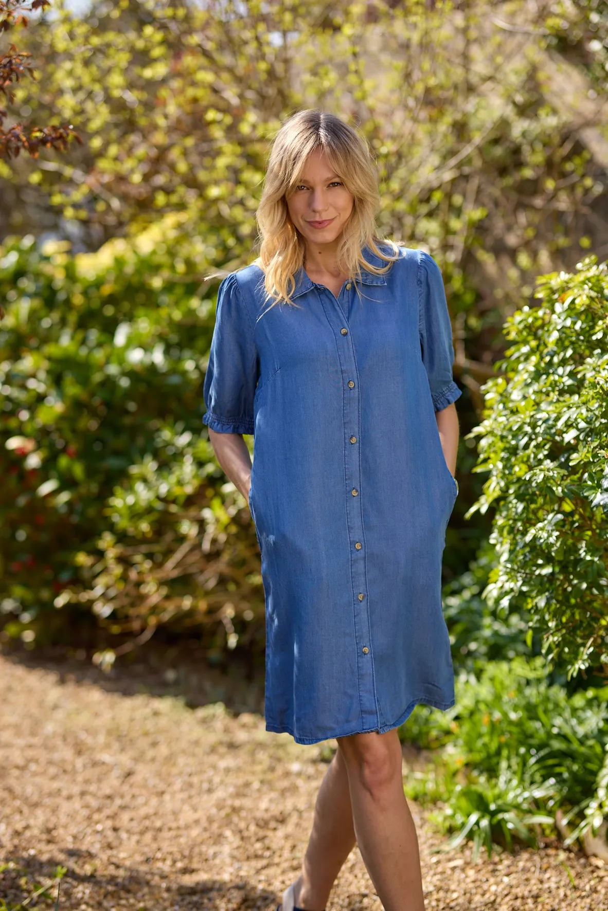 Cream Womens Molly Dress - Denim