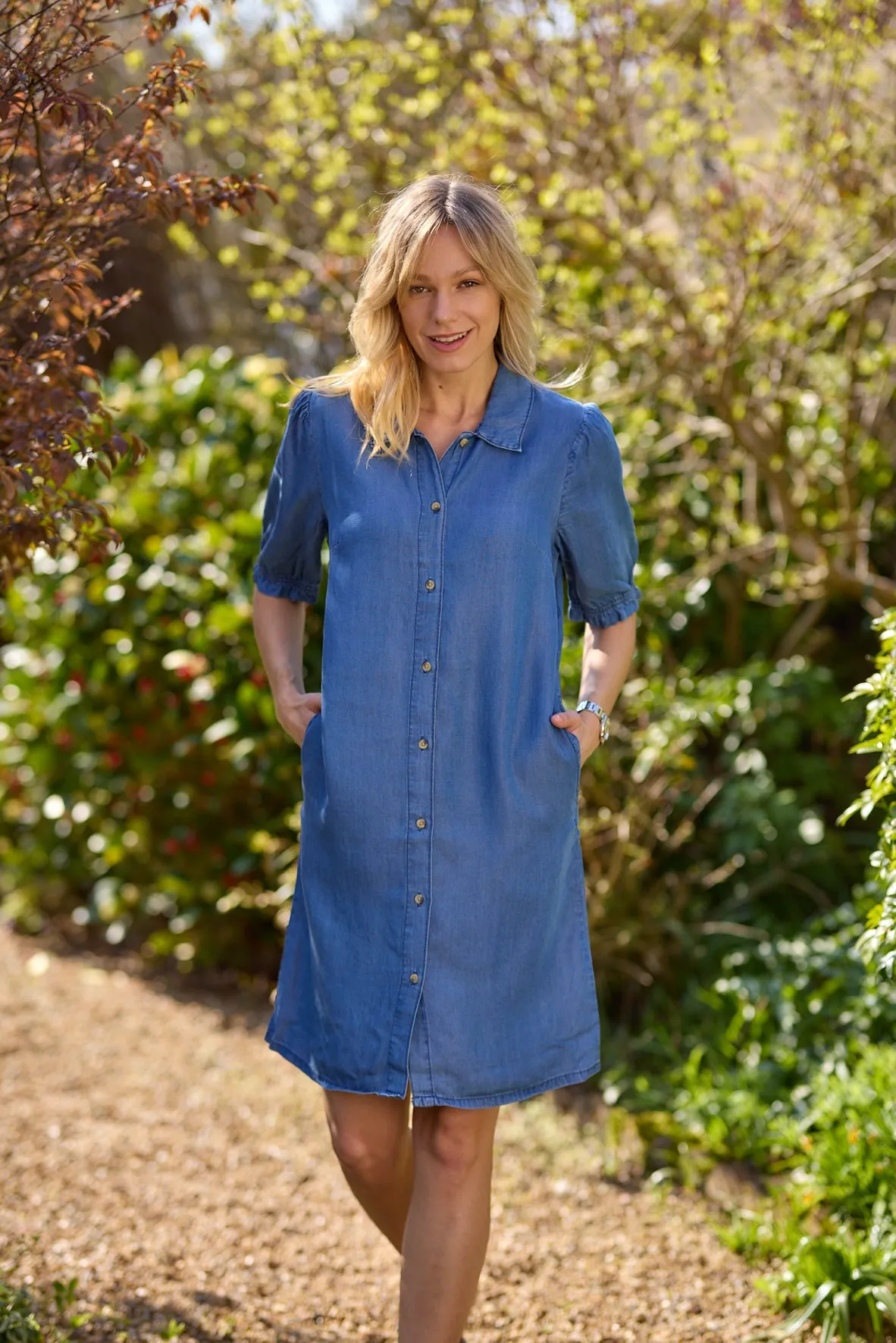 Cream Womens Molly Dress - Denim