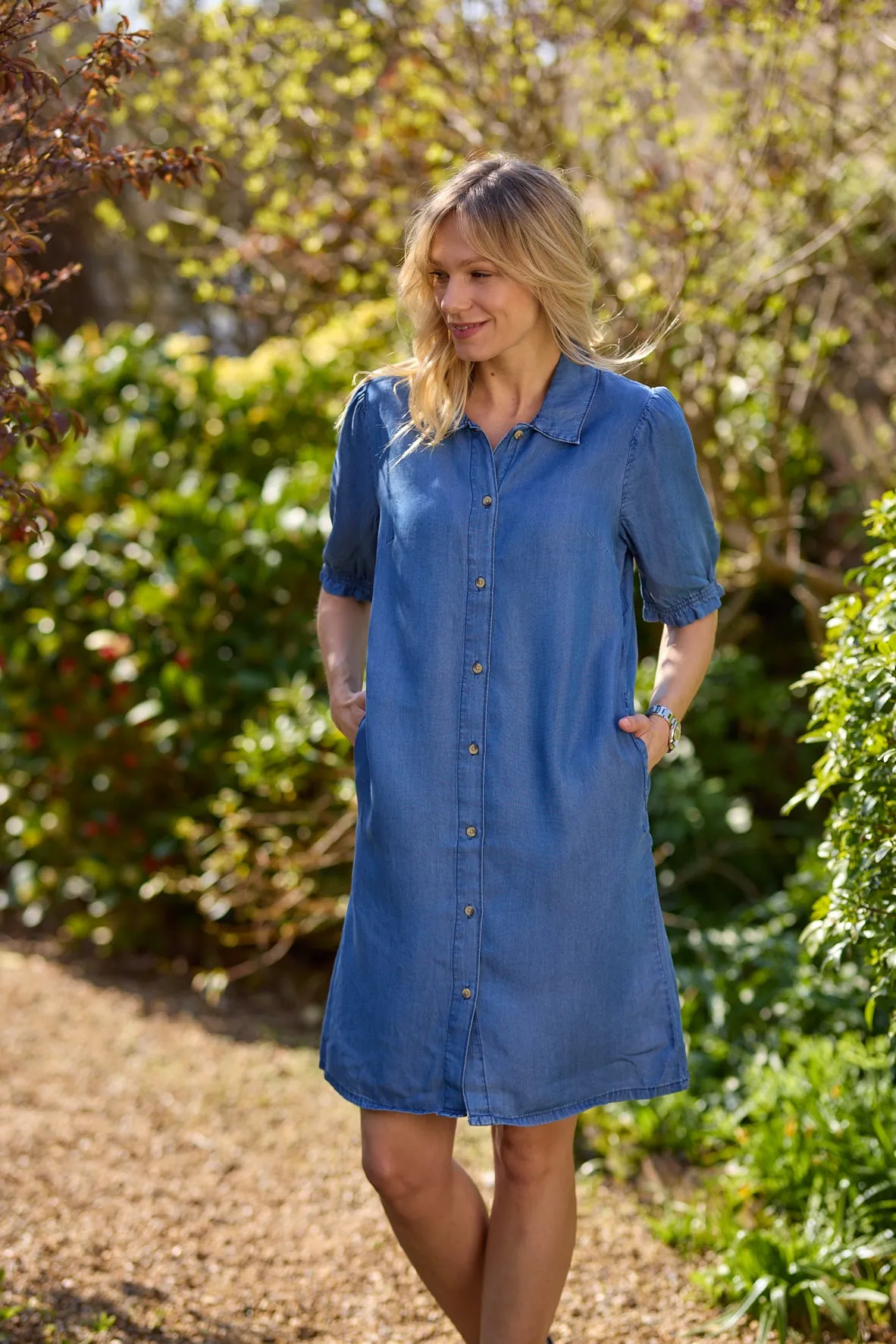 Cream Womens Molly Dress - Denim