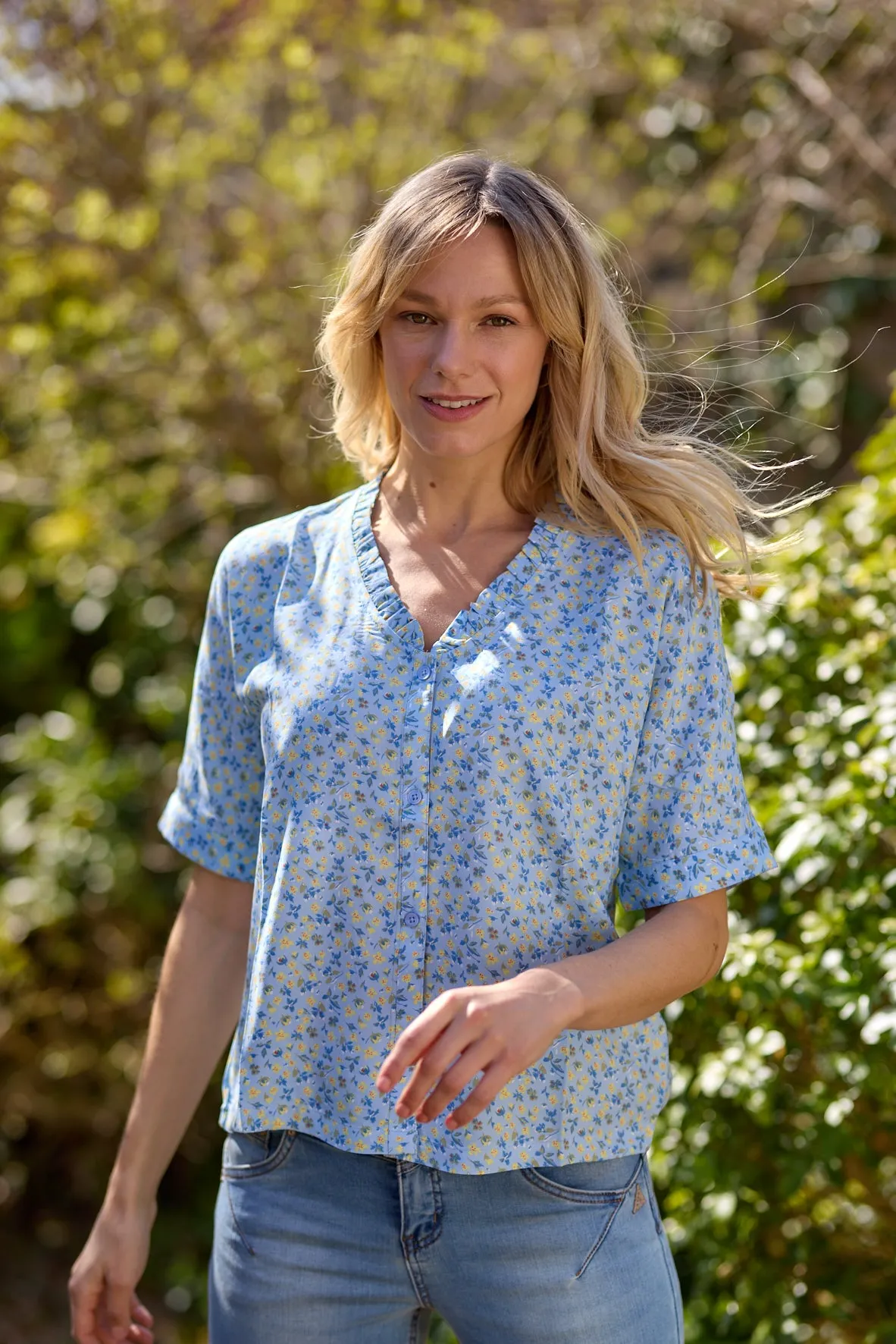Cream Womens Tiah Top - Blue/yellow