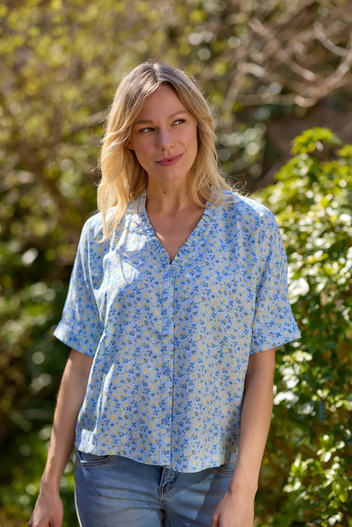 Cream Womens Tiah Top - Blue/yellow