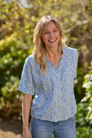 Cream Womens Tiah Top - Blue/yellow