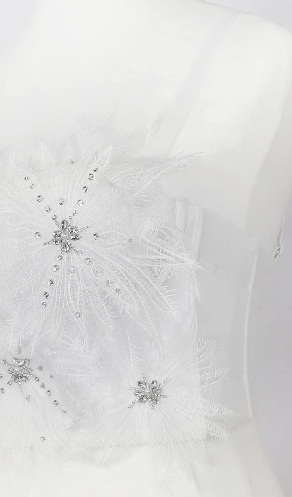 DIAMOND FEATHER CORSET TOP IN WHITE Gloria Lanvin