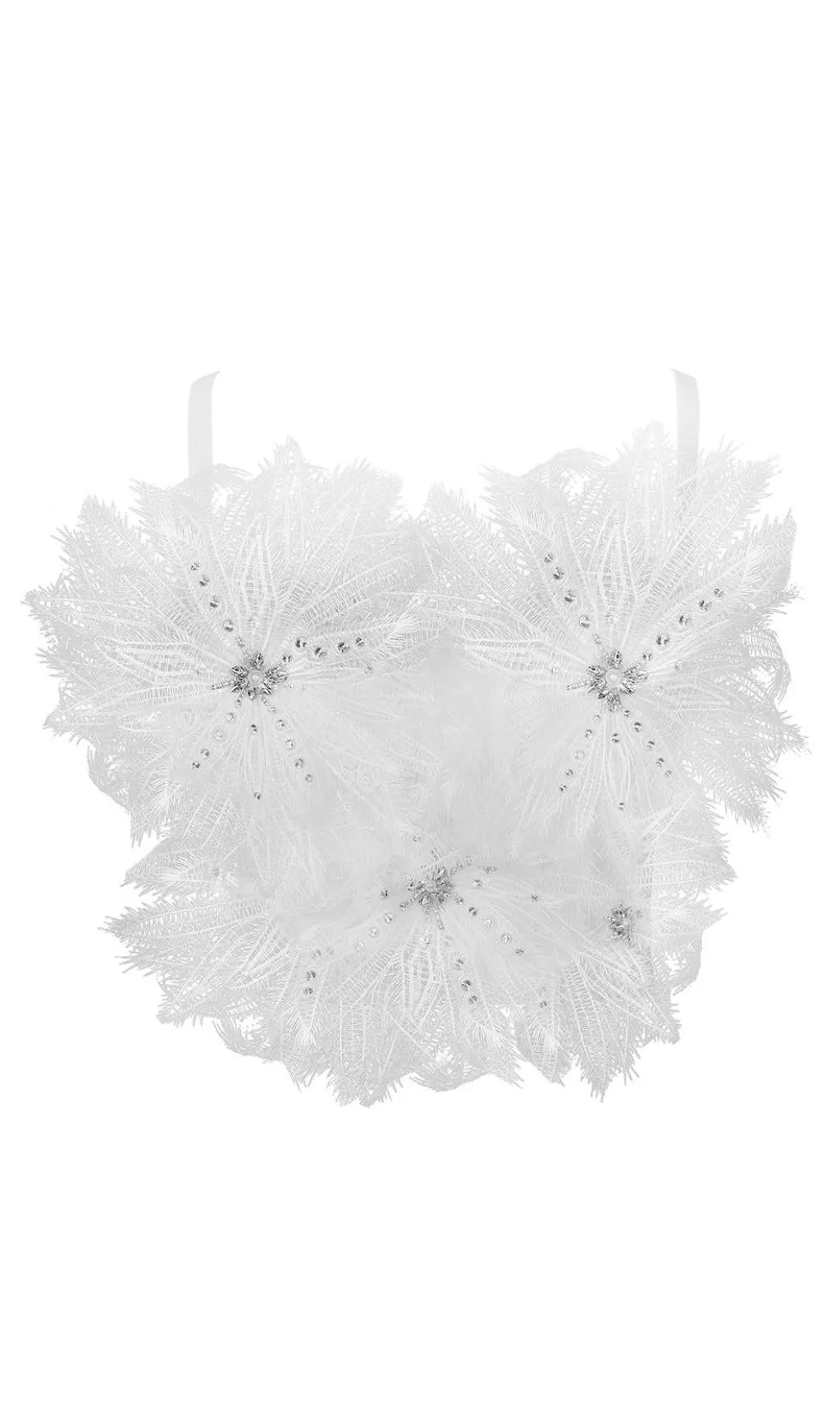 DIAMOND FEATHER CORSET TOP IN WHITE Gloria Lanvin