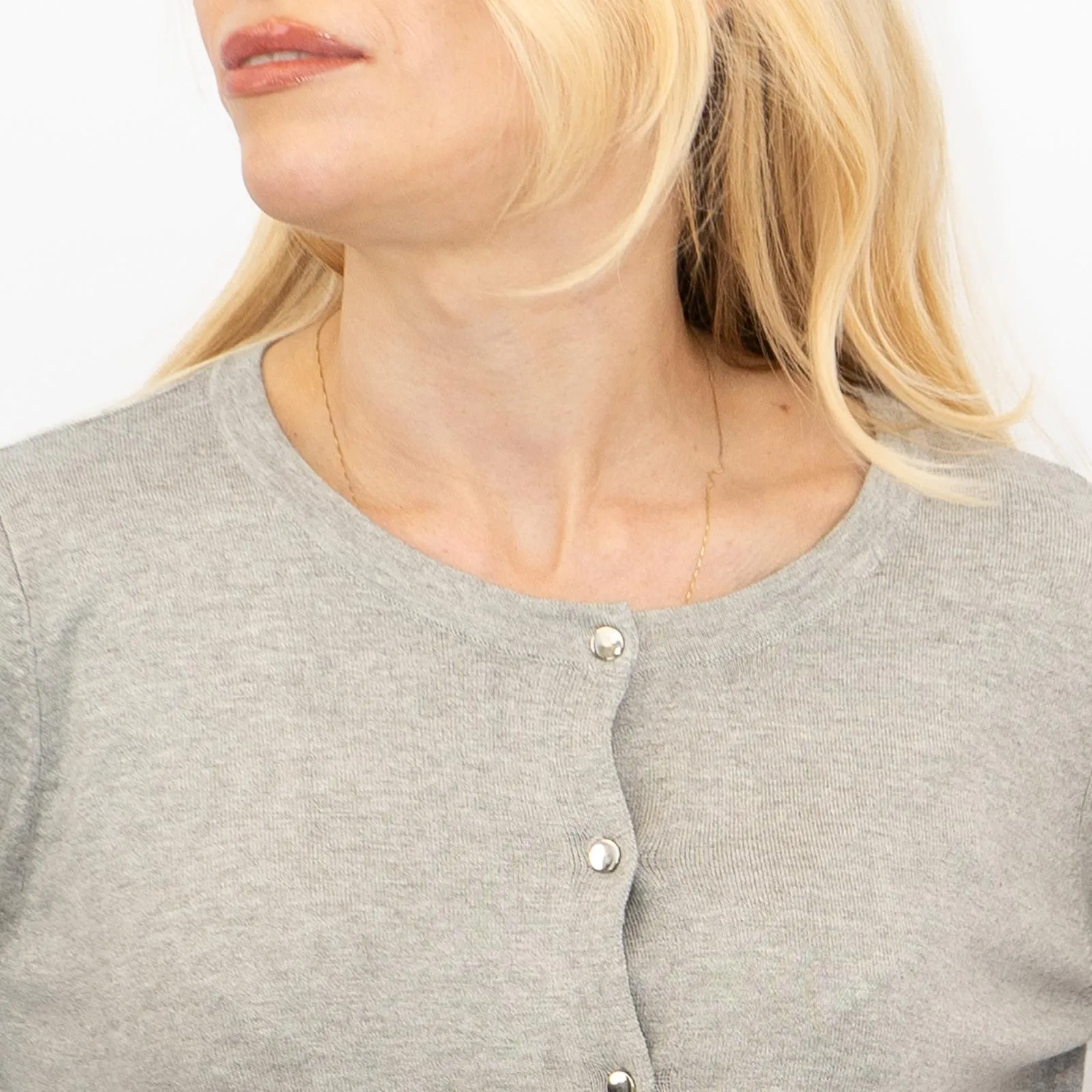 Dorothy Perkins Womens Cardigan Crew Neck Button Up Grey
