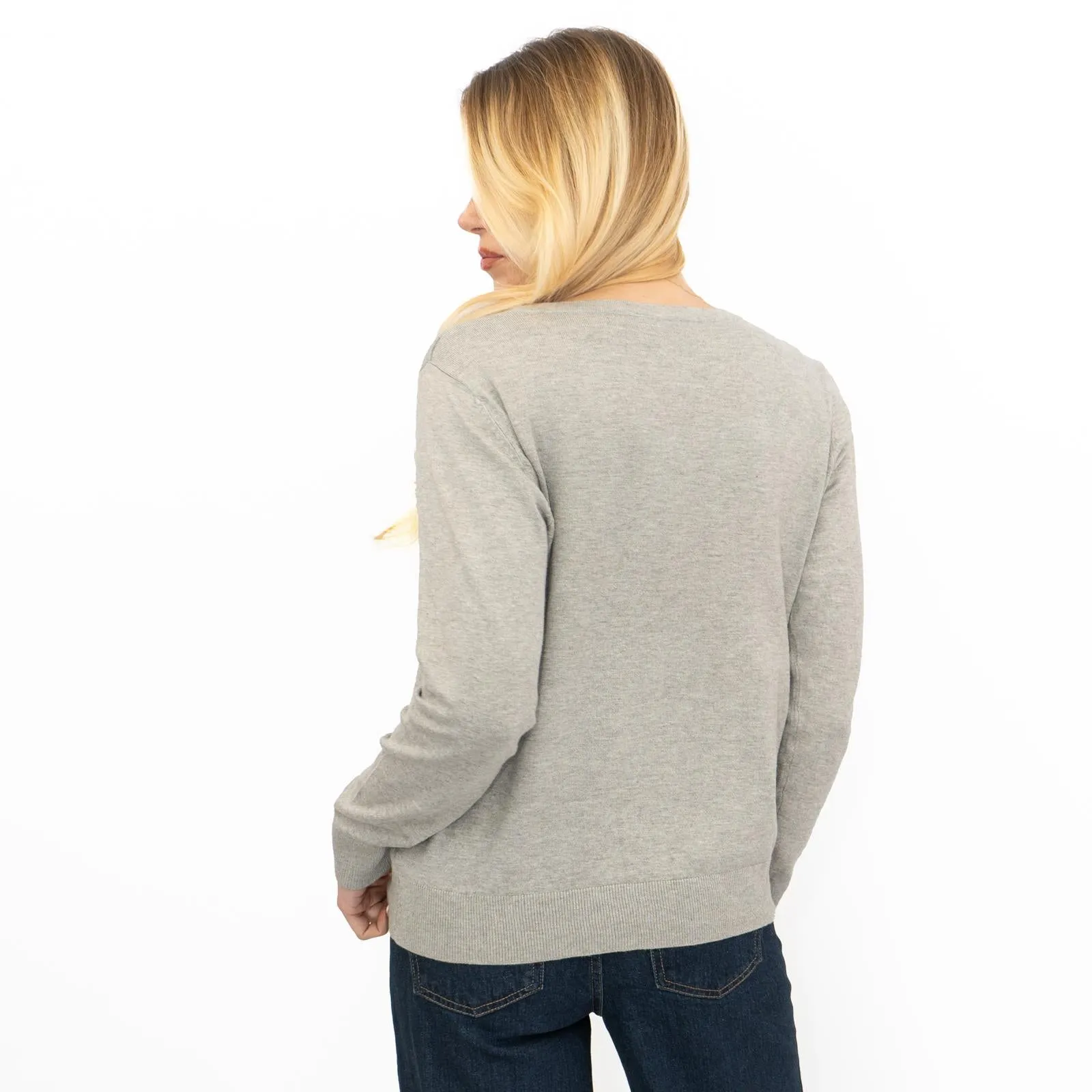 Dorothy Perkins Womens Cardigan Crew Neck Button Up Grey