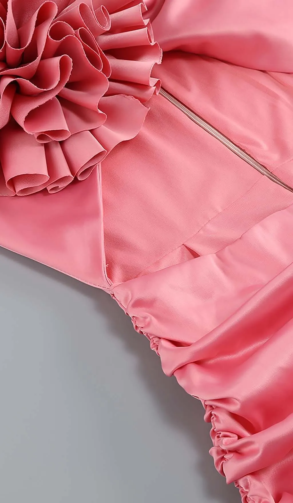 FLORAL ONE SHOULDER SATIN MINI DRESS IN PINK Gloria Lanvin