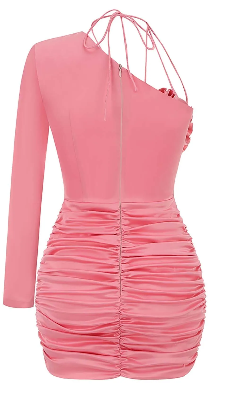 FLORAL ONE SHOULDER SATIN MINI DRESS IN PINK Gloria Lanvin
