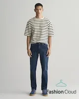 Gant Mens Slim Gant Jeans Dark Blue and Dark Blue Worn