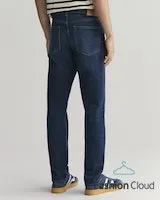 Gant Mens Slim Gant Jeans Dark Blue and Dark Blue Worn