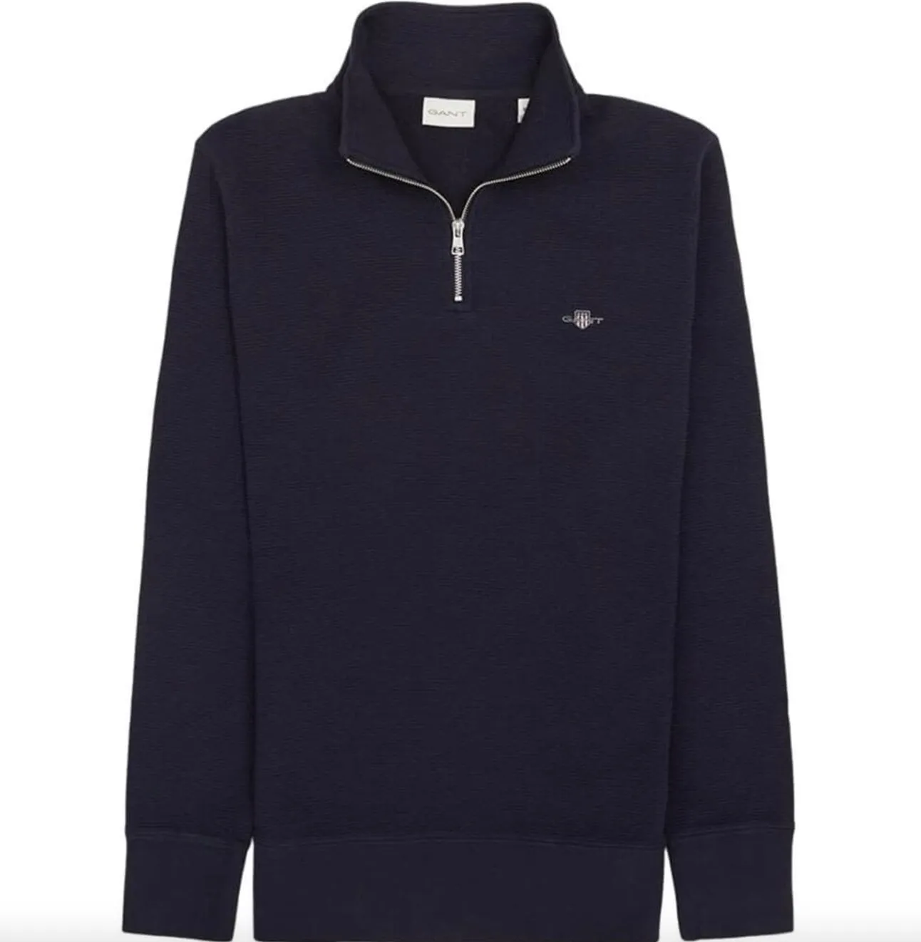 Gant  Mens Textured half zip - Evening blue