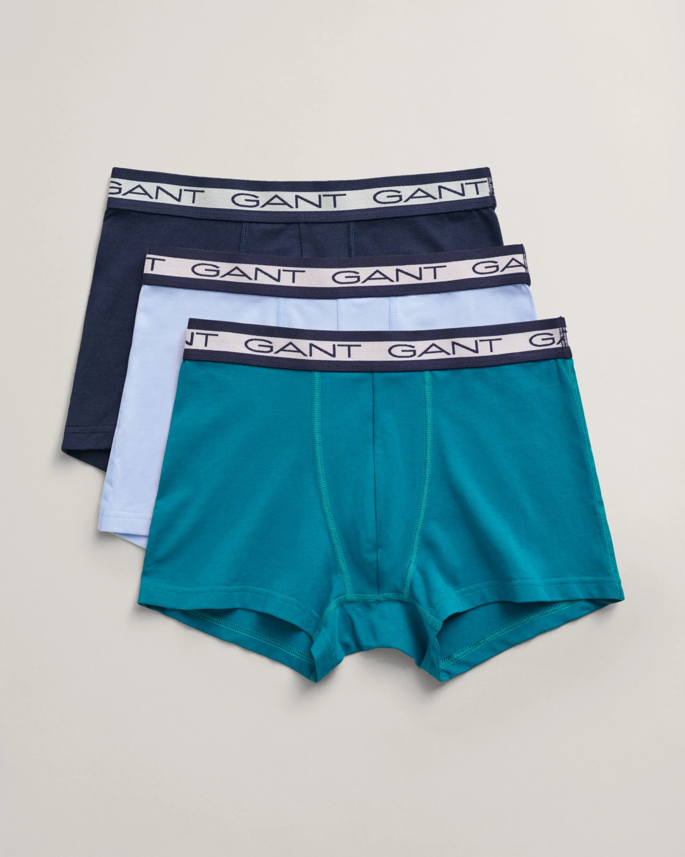 Gant Mens Trunk 3 pack - Turquoise, marine or grey