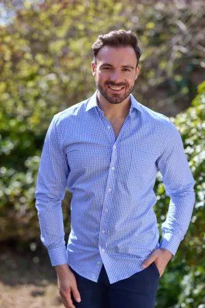 Gun Hill Mens Burn Classic shirt - Light blue check
