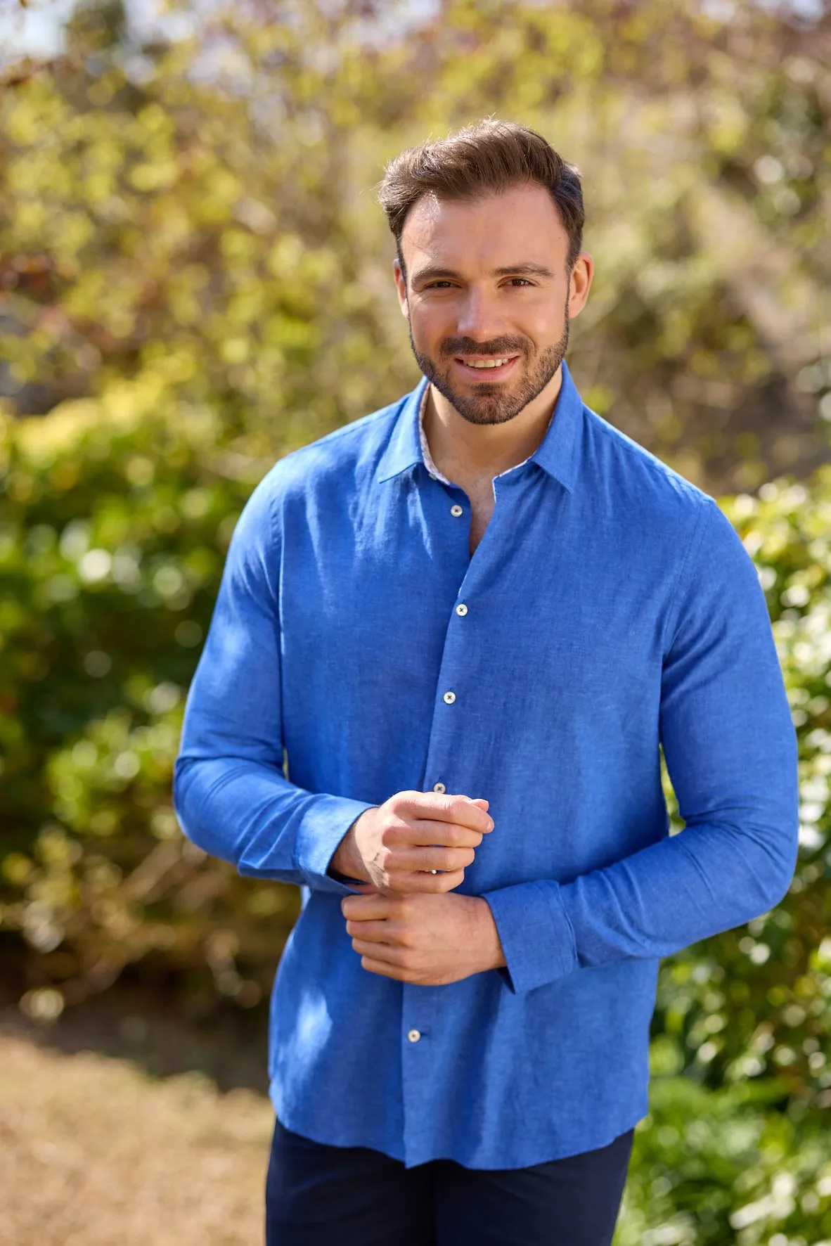 Gun Hill Mens Dodge Linen Shirt - Blue