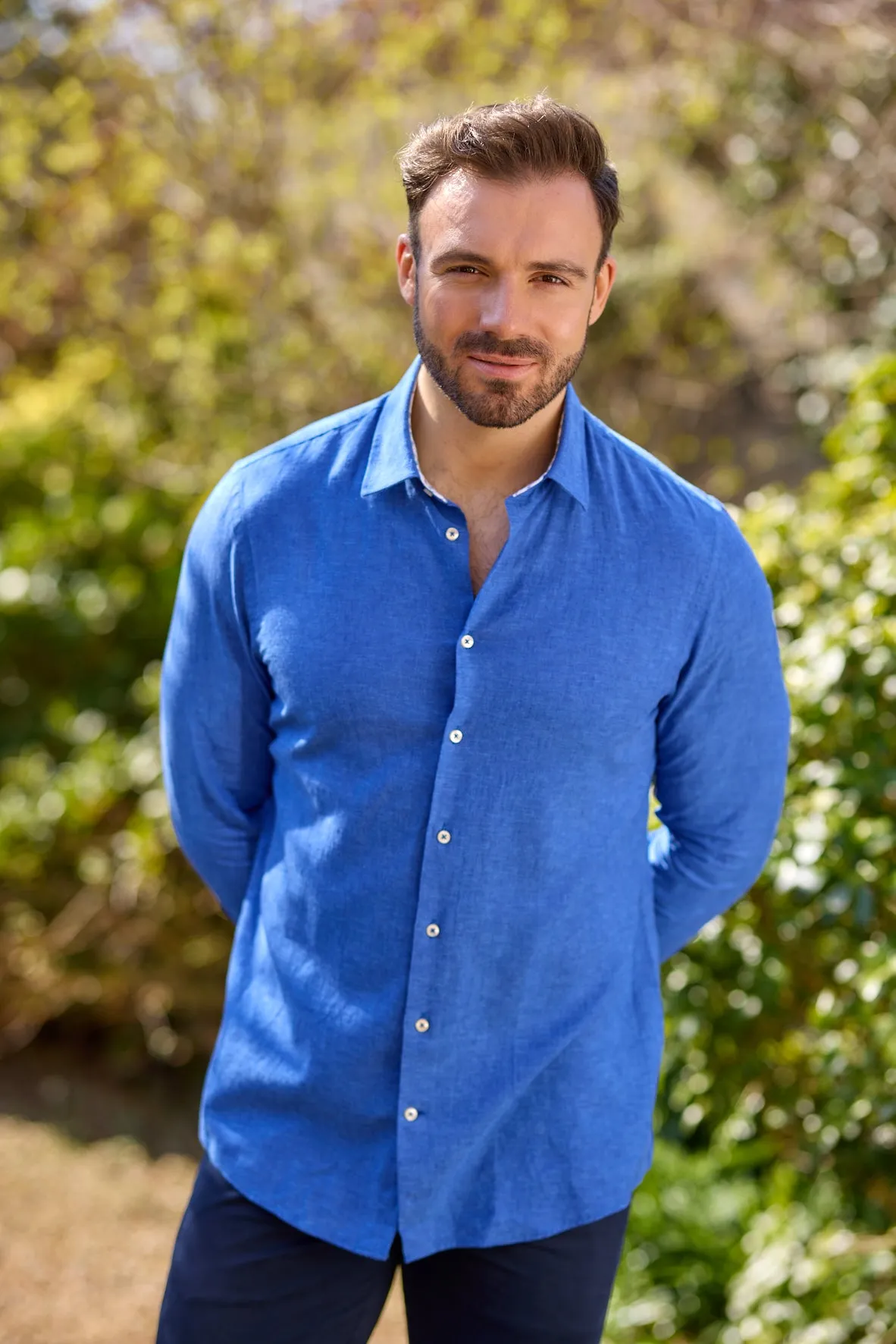 Gun Hill Mens Dodge Linen Shirt - Blue