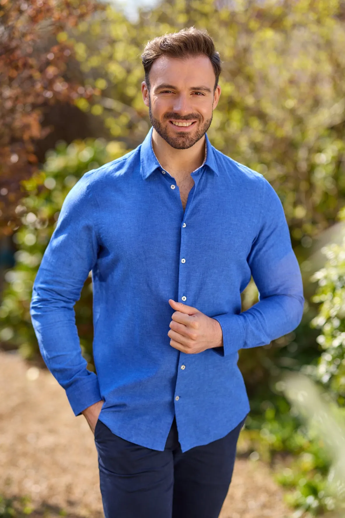 Gun Hill Mens Dodge Linen Shirt - Blue