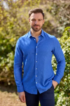Gun Hill Mens Dodge Linen Shirt - Blue