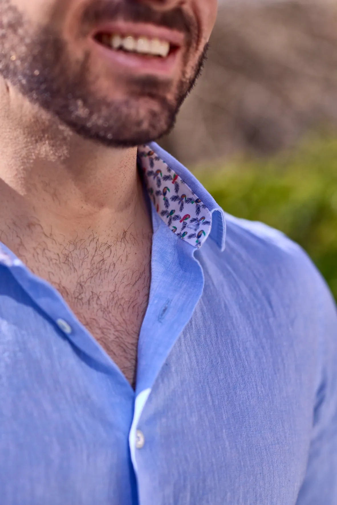 Gun Hill Mens El Camino Linen Shirt - Sky