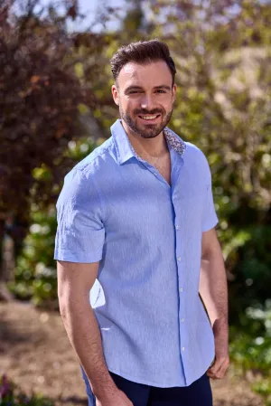 Gun Hill Mens El Camino Linen Shirt - Sky
