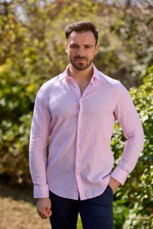 Gun Hill Mens Jaguar Linen Shirt - Light pink