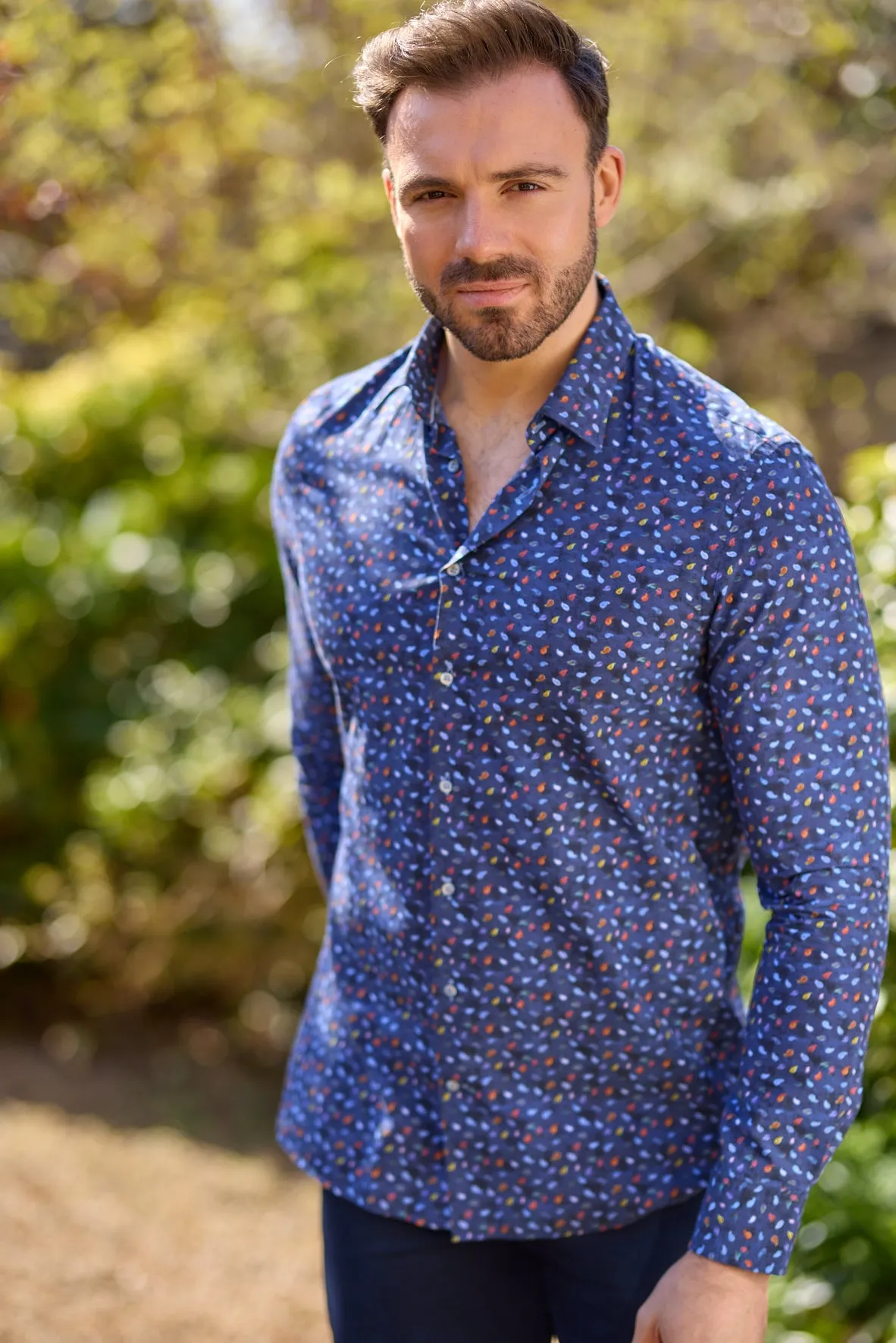 Gun Hill Mens Jensen Shirt - Navy multi