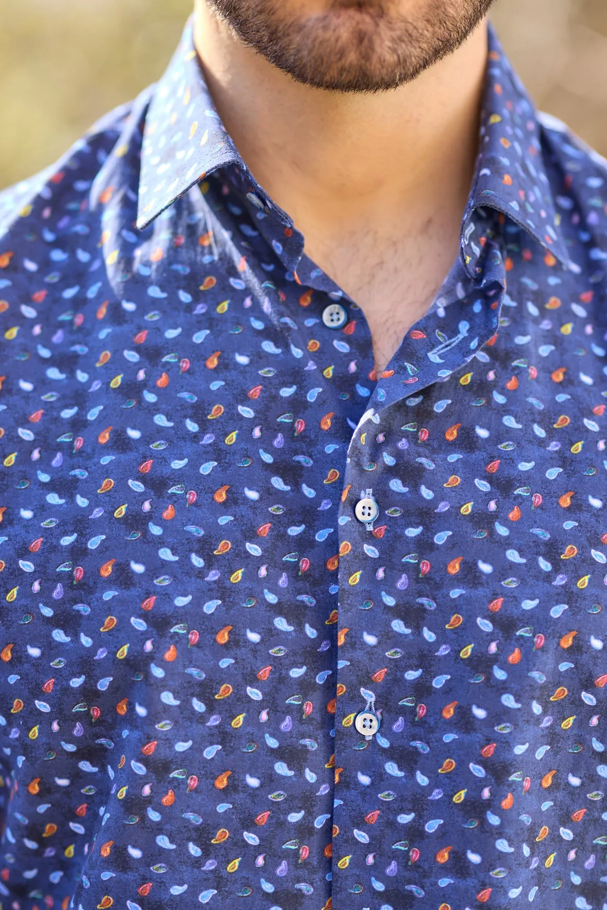 Gun Hill Mens Jensen Shirt - Navy multi