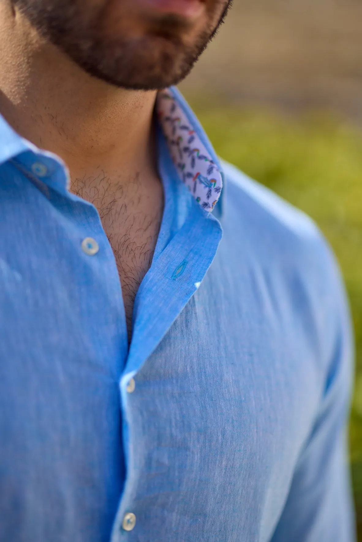 Gun Hill Mens Lincoln Linen Shirt - Aqua